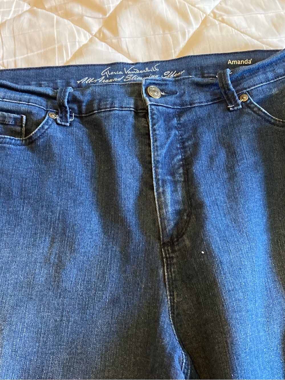 Gloria Vanderbilt Relaxed Capris Dark Blue Slimming Denim Jeans Womens Size 16 - Picture 2 of 15
